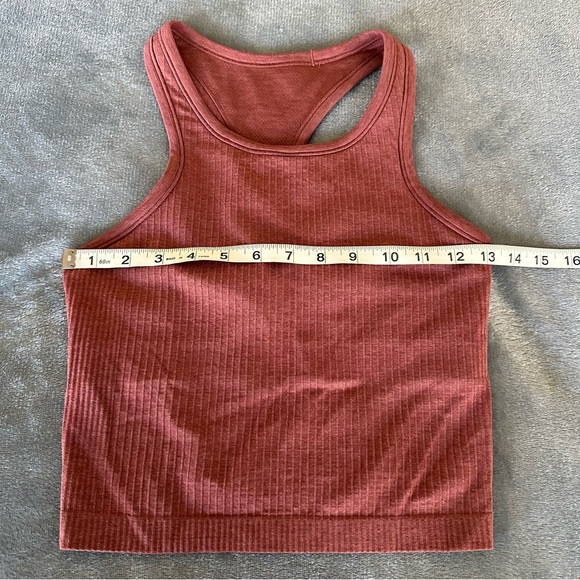 Lululemon Ebb to Street Ribbed Cropped Racerback Tank Top Smoky Red Size 6 - Picture 9 of 12